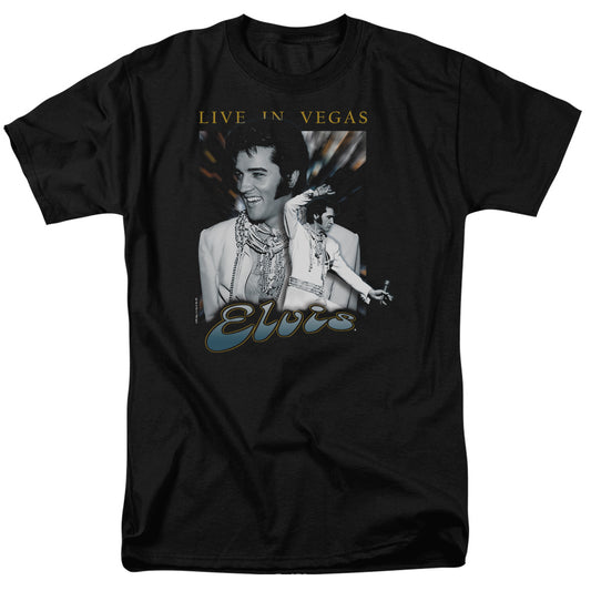Elvis Presley - Live In Vegas - Short Sleeve Adult 18/1 - Black T-shirt