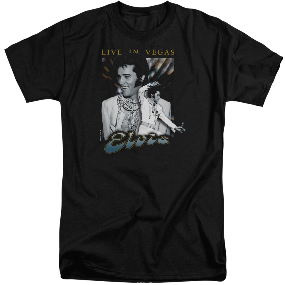 Elvis Presley - Live In Vegas - Short Sleeve Adult Tall - Black T-shirt