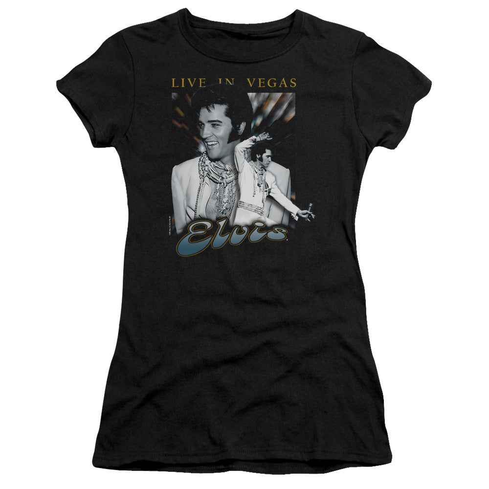 Elvis Presley - Live In Vegas - Short Sleeve Junior Sheer - Black T-shirt