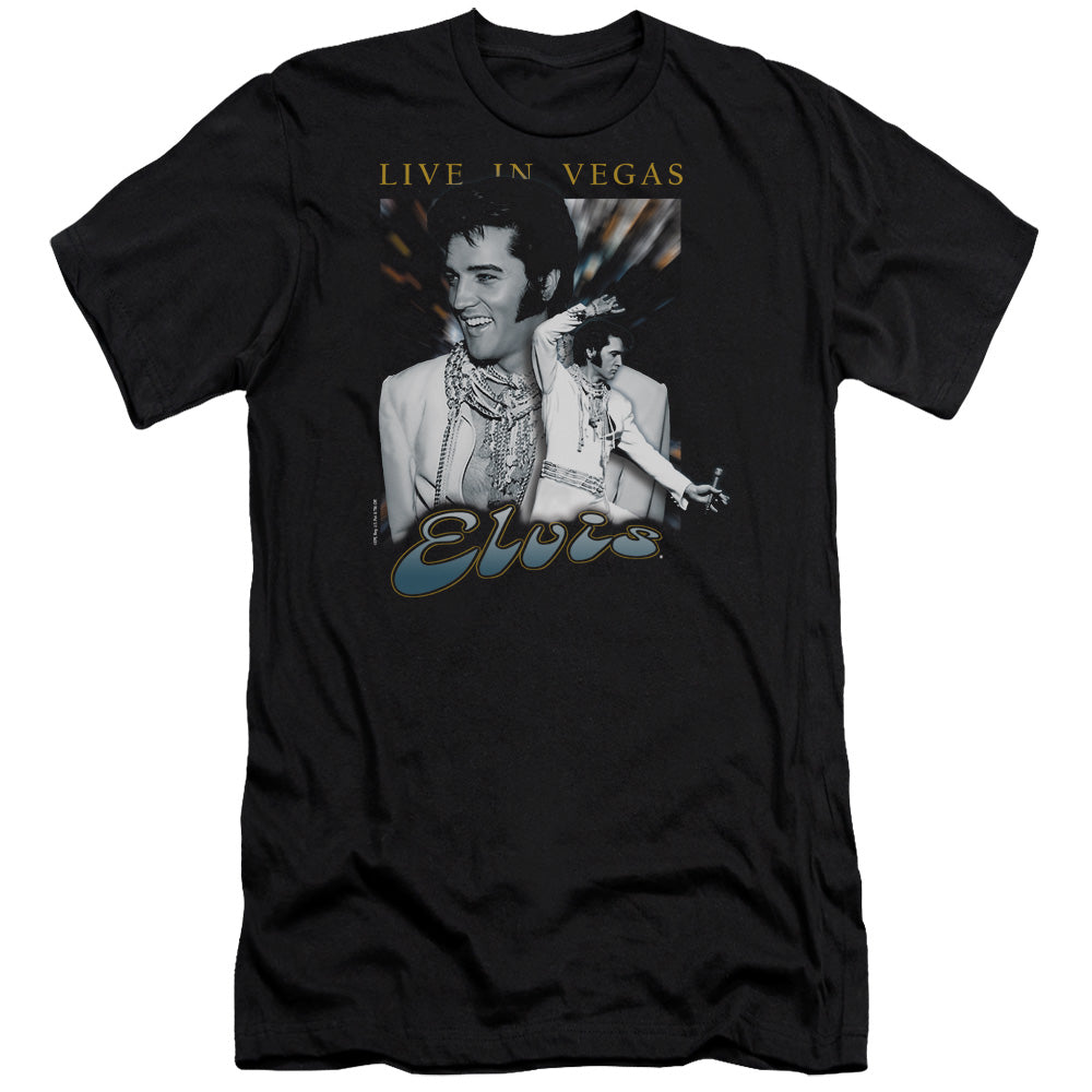 Elvis Presley - Live In Vegas-premuim Canvas Adult Slim Fit 30/1 - Black