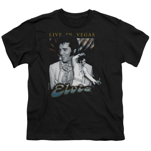 Elvis Presley - Live In Vegas - Short Sleeve Youth 18/1 - Black T-shirt
