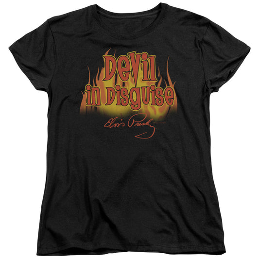 Elvis Presley - Devil In Disguise - Short Sleeve Women"s Tee - Black T-shirt
