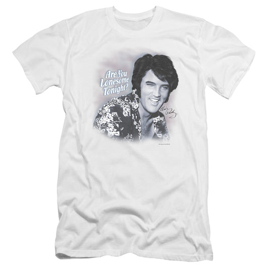 Elvis Presley - Lonesome Tonight-premuim Canvas Adult Slim Fit 30/1 - White