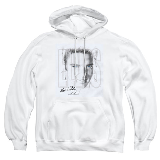 Elvis Presley - Blue Eyes - Adult Pull-over Hoodie - White
