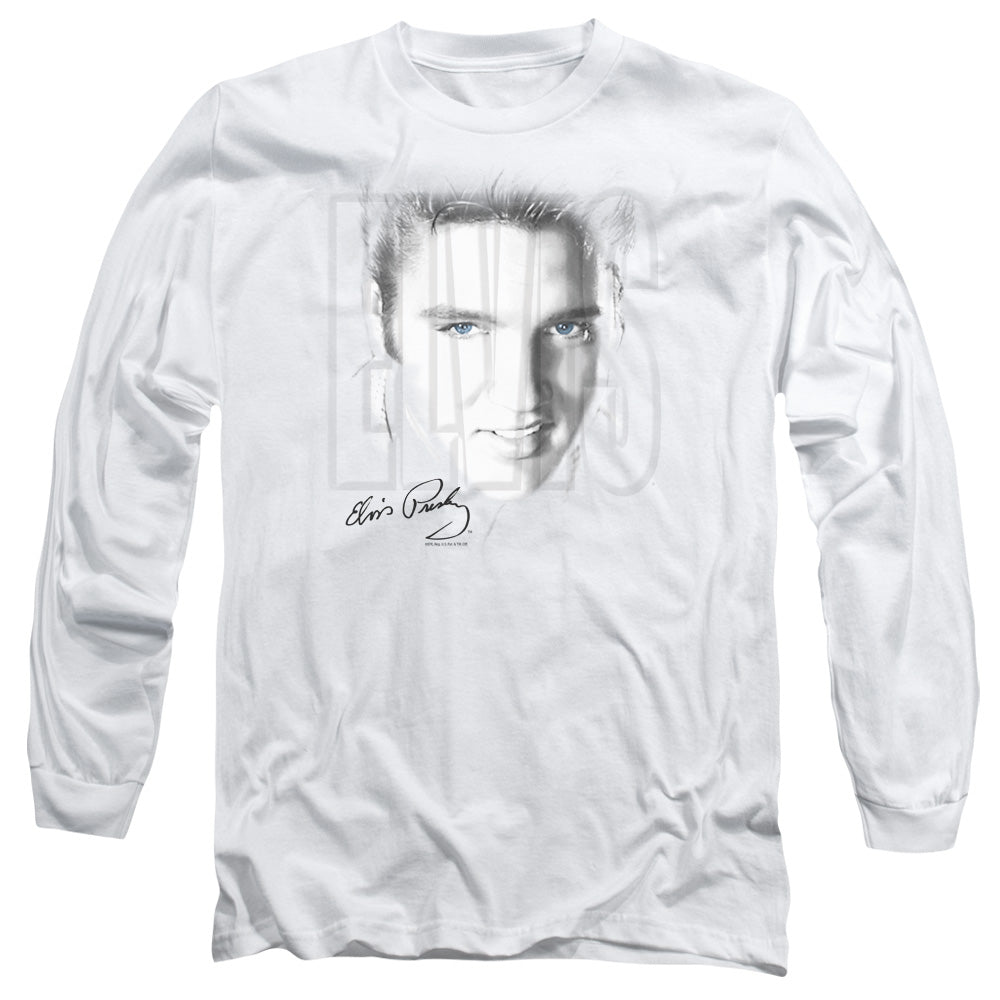Elvis Presley - Blue Eyes - Long Sleeve Adult 18/1 - White T-shirt