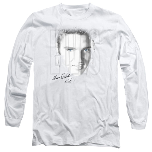Elvis Presley - Blue Eyes - Long Sleeve Adult 18/1 - White T-shirt