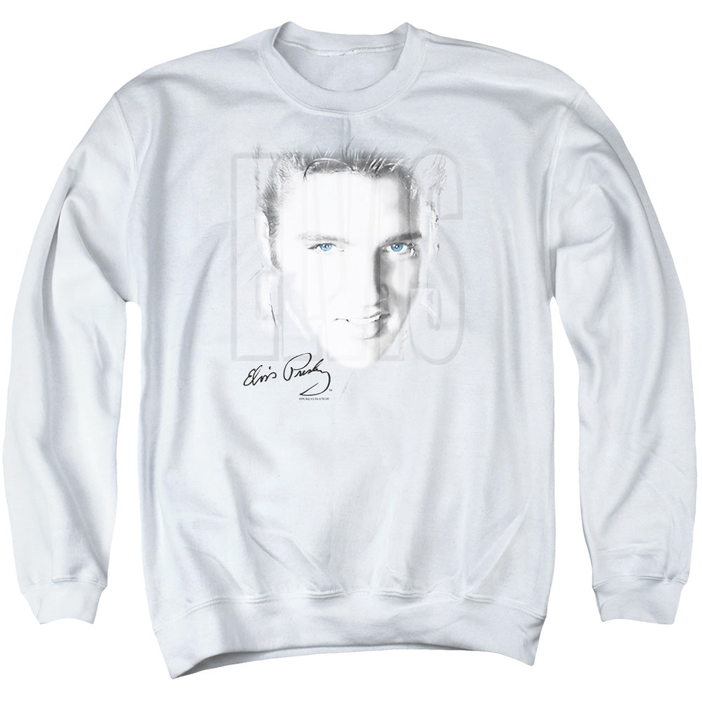Elvis Presley - Blue Eyes - Adult Crewneck Sweatshirt - White