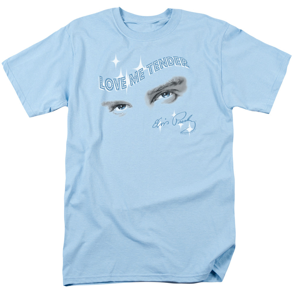 Elvis Presley - Tender Eyes - Short Sleeve Adult 18/1 - Light Blue T-shirt