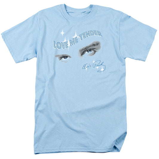 Elvis Presley - Tender Eyes - Short Sleeve Adult 18/1 - Light Blue T-shirt