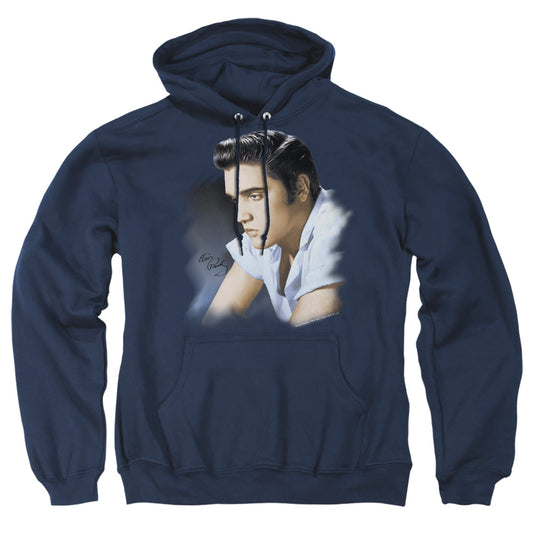 Elvis Presley - Blue Profile - Adult Pull-over Hoodie - Navy