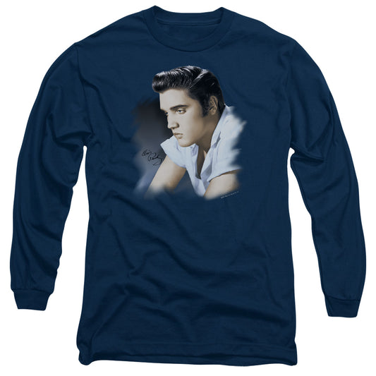 Elvis Presley - Blue Profile - Long Sleeve Adult 18/1 - Navy T-shirt