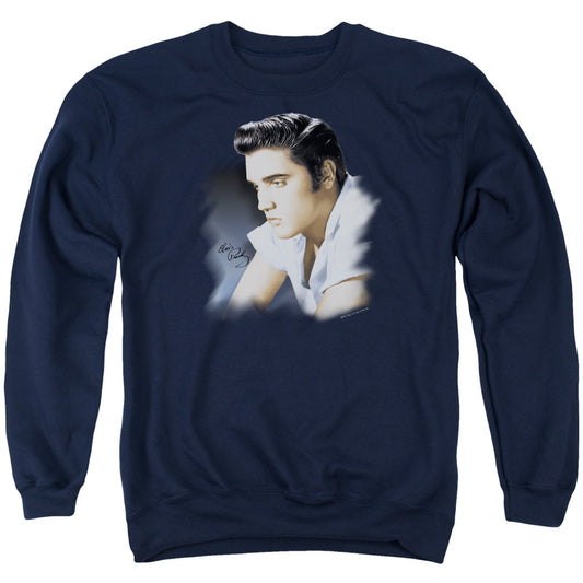 Elvis Presley - Blue Profile - Adult Crewneck Sweatshirt - Navy