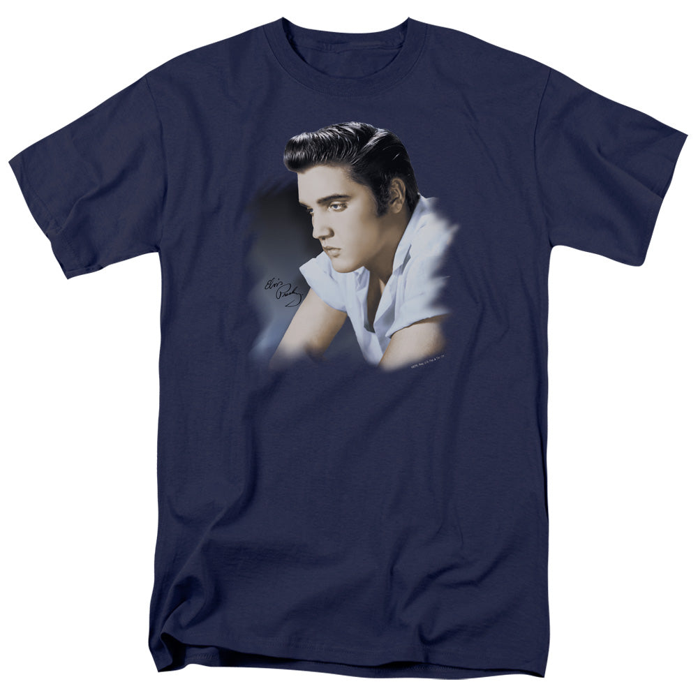 Elvis Presley - Blue Profile - Short Sleeve Adult 18/1 - Navy T-shirt