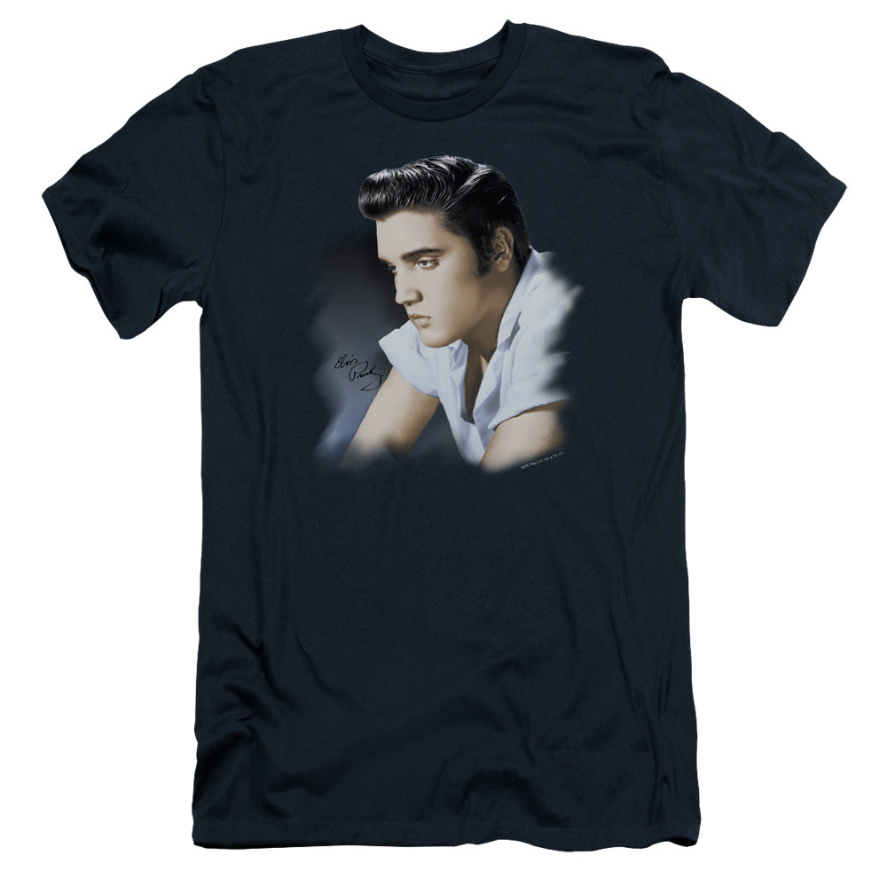 Elvis Presley - Blue Profile - Short Sleeve Adult 30/1 - Navy T-shirt