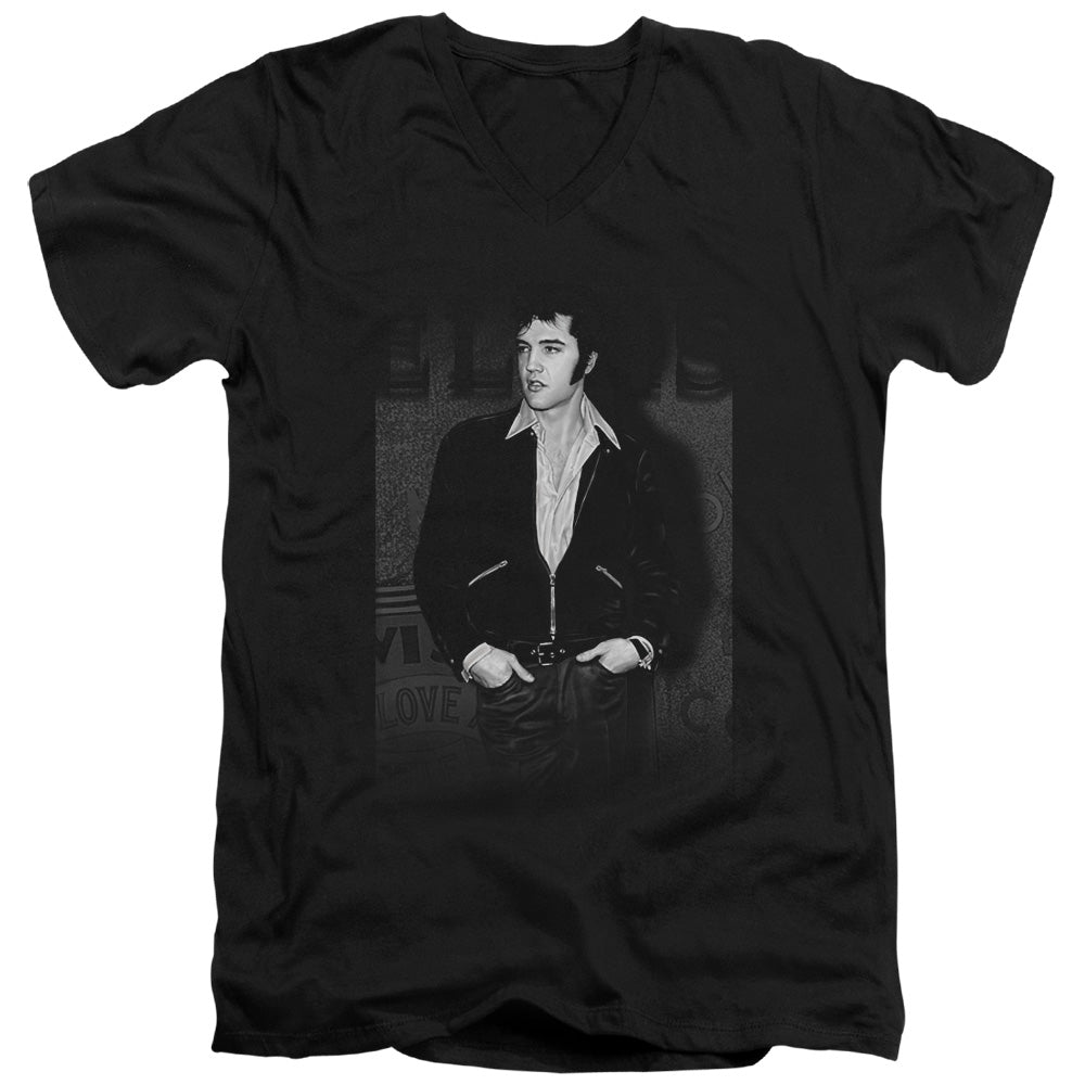 Elvis Presley - Just Cool - Short Sleeve Adult V-neck - Black T-shirt