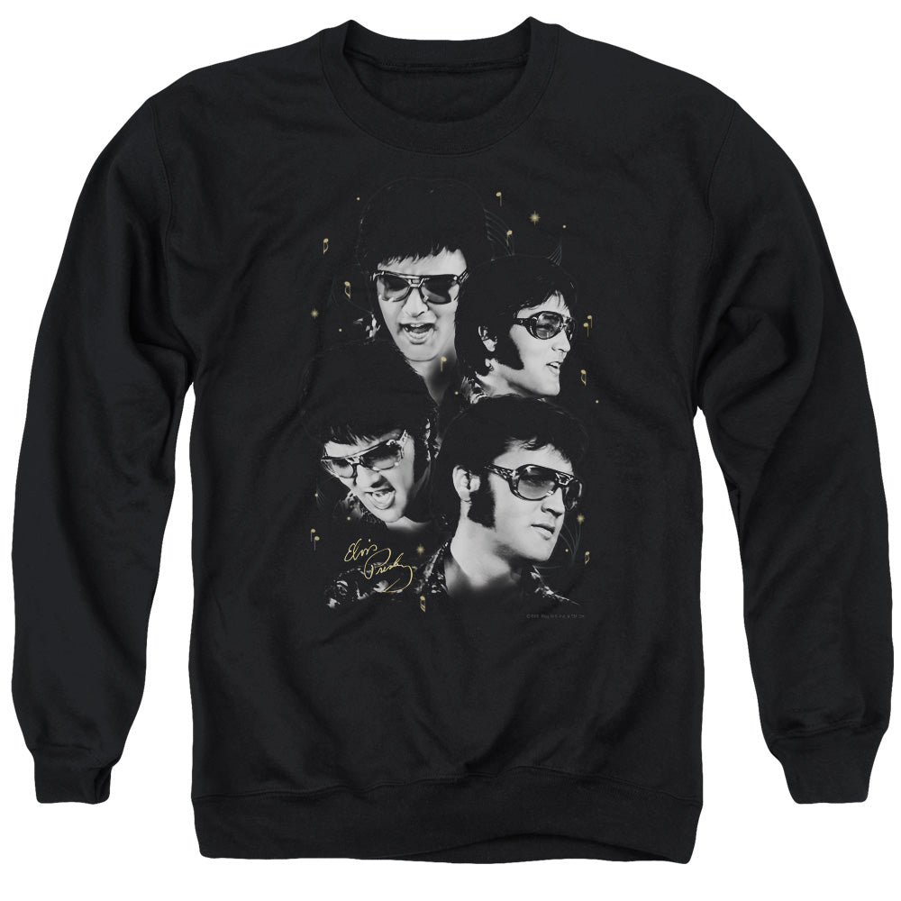 Elvis Presley - Faces - Adult Crewneck Sweatshirt - Black