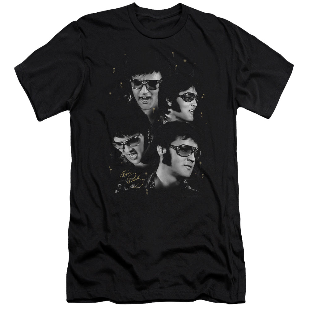 Elvis Presley - Faces-premuim Canvas Adult Slim Fit 30/1 - Black