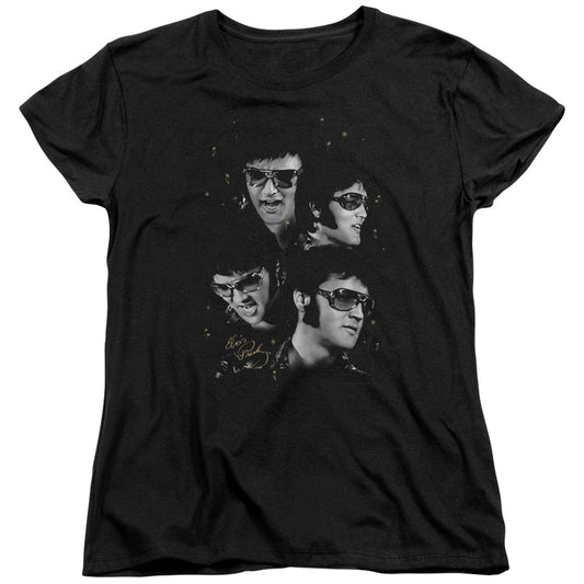 Elvis Presley - Faces - Short Sleeve Womens Tee - Black T-shirt