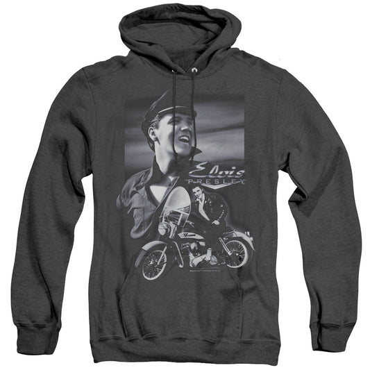 Elvis Presley - Motorcycle - Adult Heather Hoodie - Black