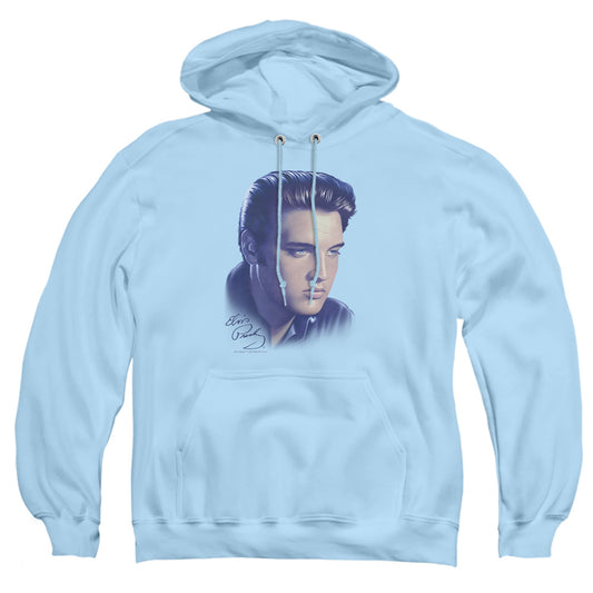 Elvis Presley - Big Portrait - Adult Pull-over Hoodie - Light Blue