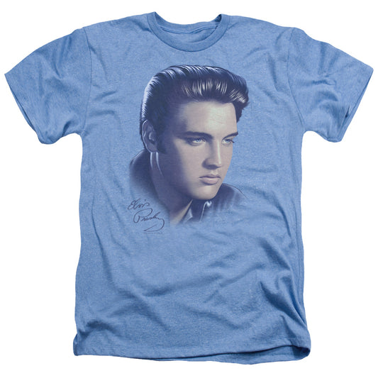 Elvis Presley - Big Portrait - Adult Heather - Light Blue