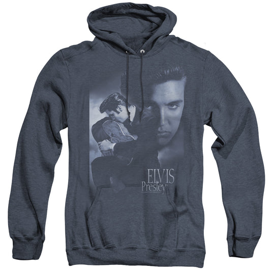 Elvis Presley - Reverent - Adult Heather Hoodie - Navy
