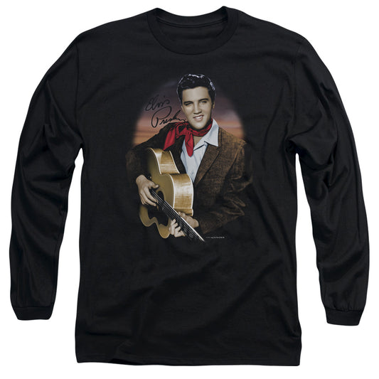 Elvis Presley - Red Scarf #2 - Long Sleeve Adult 18/1 - Black T-shirt
