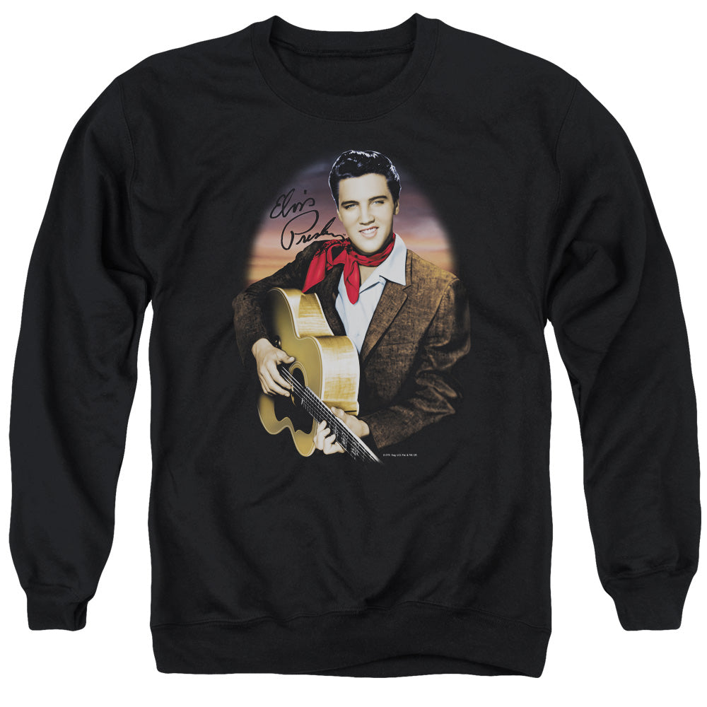 Elvis Presley - Red Scarf #2 - Adult Crewneck Sweatshirt - Black