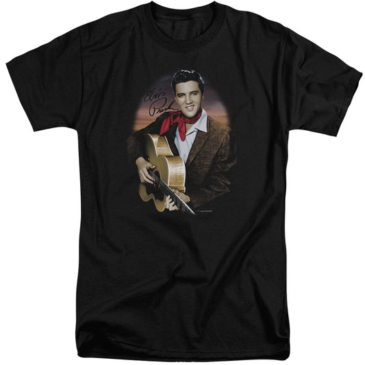 Elvis Presley - Red Scarf #2 - Short Sleeve Adult Tall - Black T-shirt