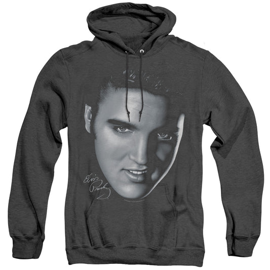 Elvis Presley - Big Face - Adult Heather Hoodie - Black