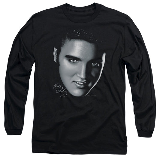 Elvis Presley - Big Face - Long Sleeve Adult 18/1 - Black T-shirt