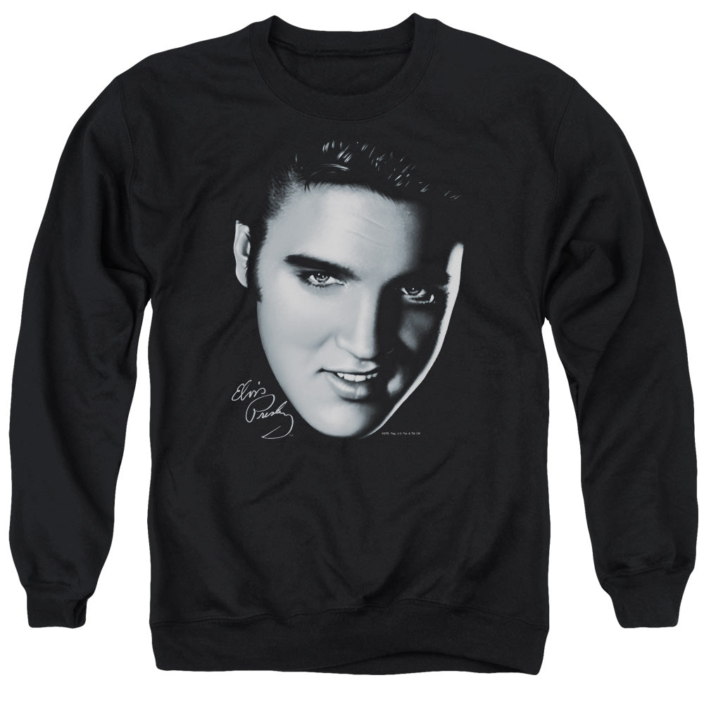 Elvis Presley - Big Face - Adult Crewneck Sweatshirt - Black