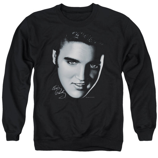 Elvis Presley - Big Face - Adult Crewneck Sweatshirt - Black