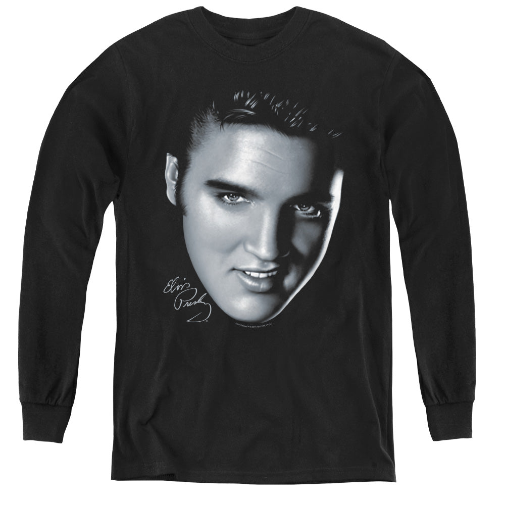 Elvis Presley Big Face - Youth Long Sleeve Tee - Black