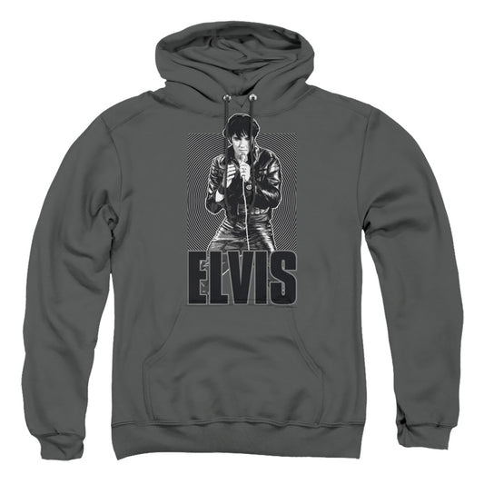 Elvis Presley - Leather - Adult Pull-over Hoodie - Charcoal