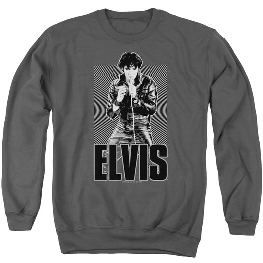 Elvis Presley - Leather - Adult Crewneck Sweatshirt - Charcoal