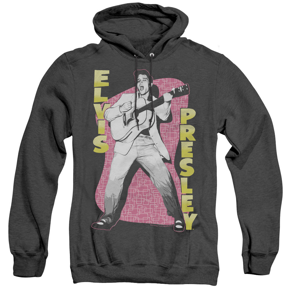 Elvis Presley - Pink Rock - Adult Heather Hoodie - Black