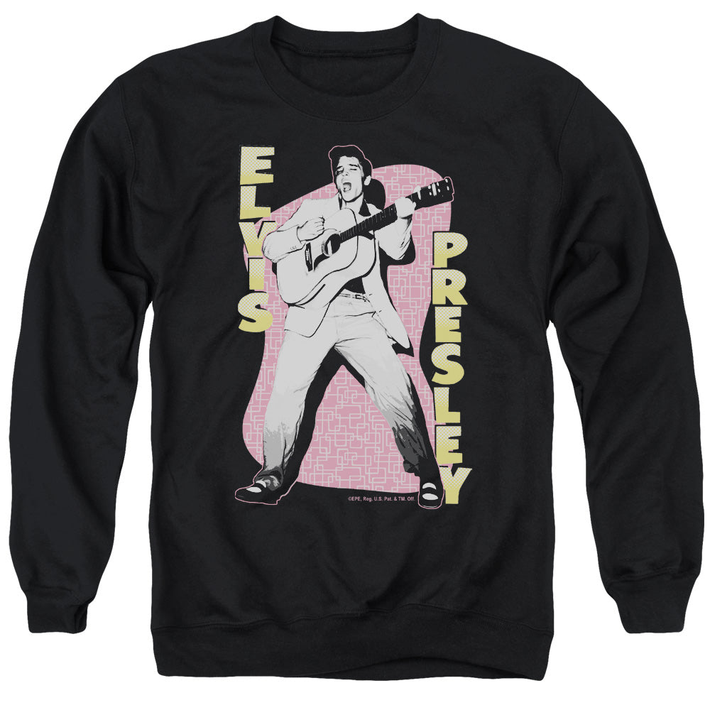 Elvis Presley - Pink Rock - Adult Crewneck Sweatshirt - Black