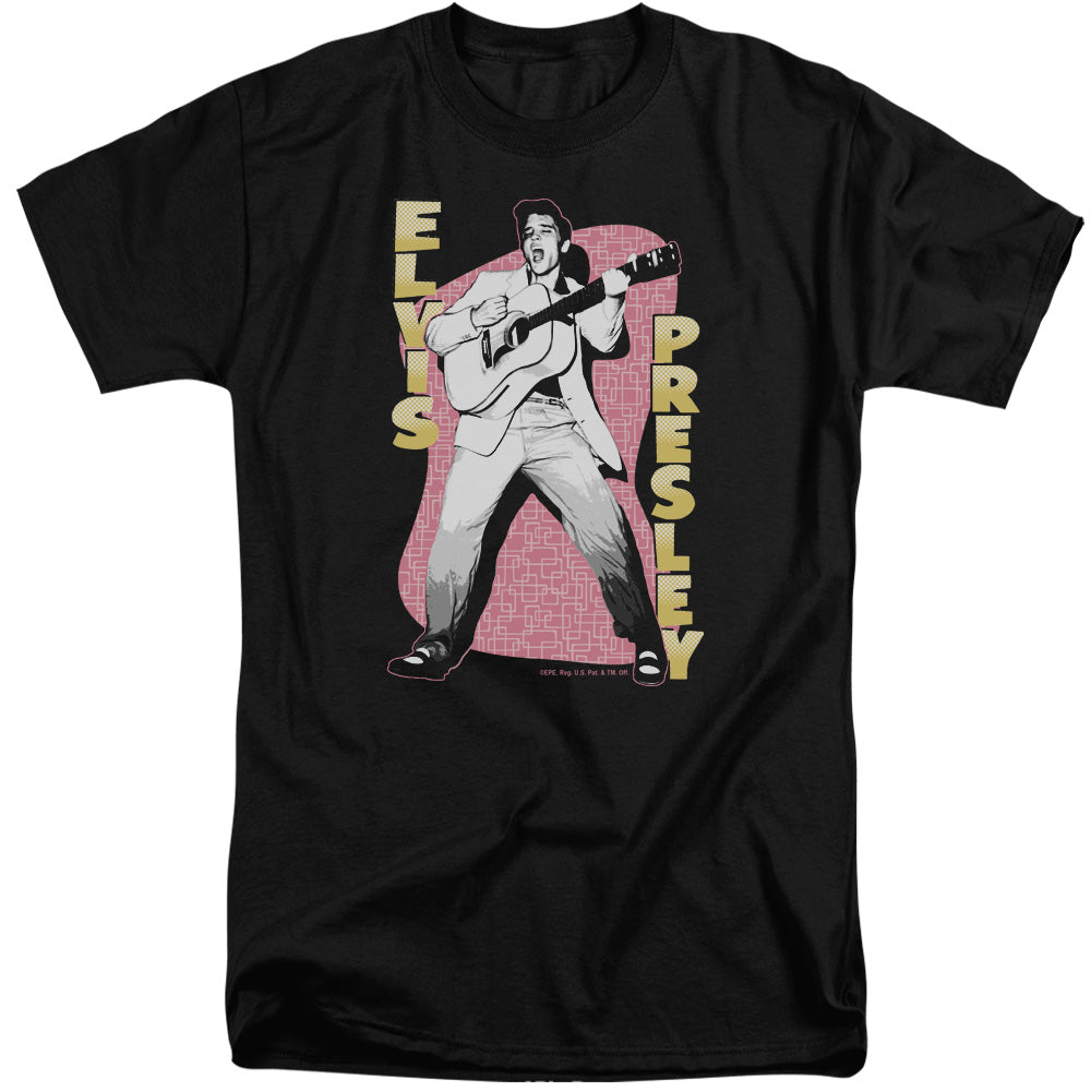 Elvis Presley - Pink Rock - Short Sleeve Adult Tall - Black T-shirt
