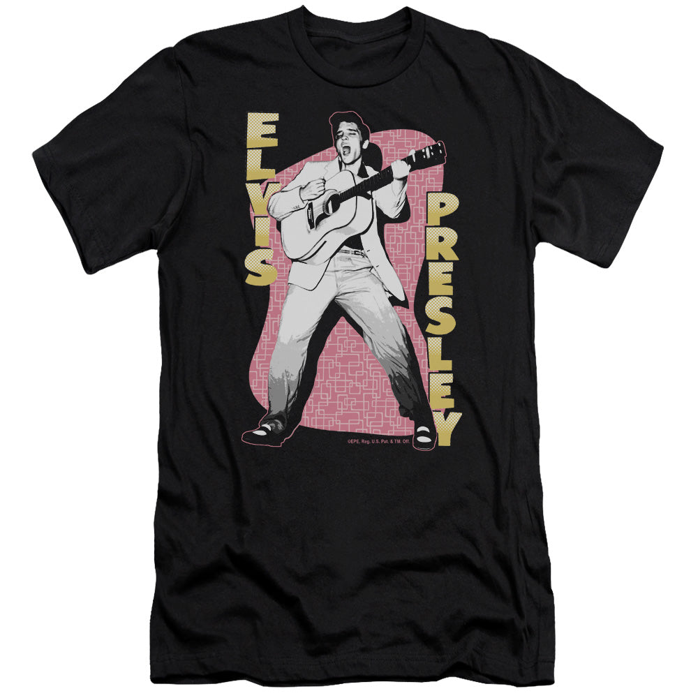 Elvis Presley - Pink Rock-premuim Canvas Adult Slim Fit 30/1 - Black