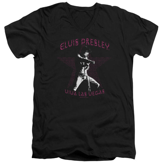 Elvis Presley - Viva Las Vegas Star - Short Sleeve Adult V-neck - Black T-shirt
