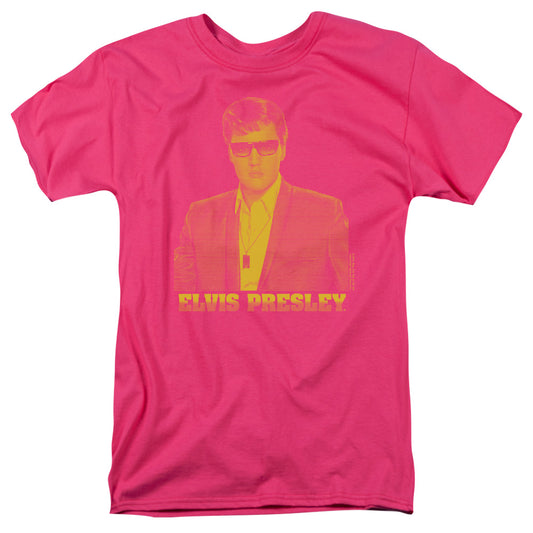 Elvis Presley - Yellow Elvis - Short Sleeve Adult 18/1 - Hot Pink T-shirt