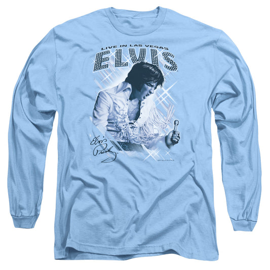 Elvis Presley - Blue Vegas - Long Sleeve Adult 18/1 - Carolina Blue T-shirt