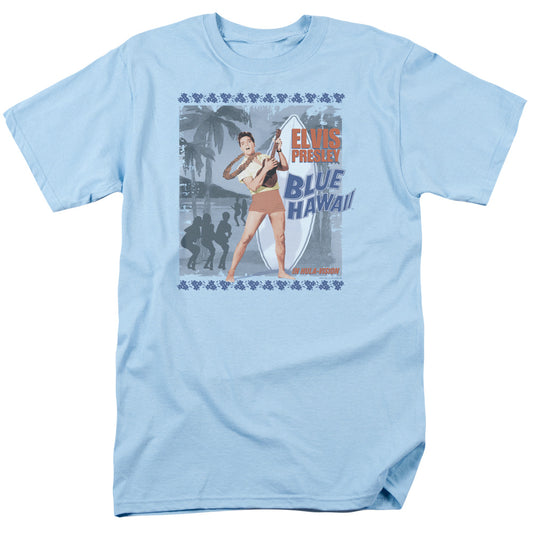 Elvis Presley - Blue Hawaii Poster - Short Sleeve Adult 18/1 - Light Blue T-shirt