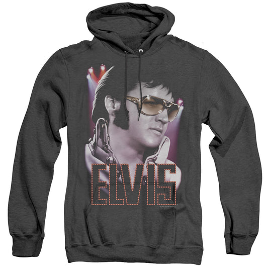 Elvis Presley - 70s Star - Adult Heather Hoodie - Black