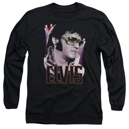 Elvis Presley - 70s Star - Long Sleeve Adult 18/1 - Black T-shirt
