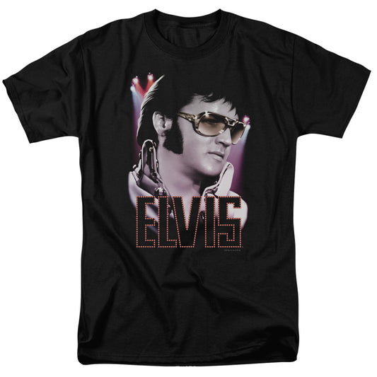 Elvis Presley - 70s Star - Short Sleeve Adult 18/1 - Black T-shirt