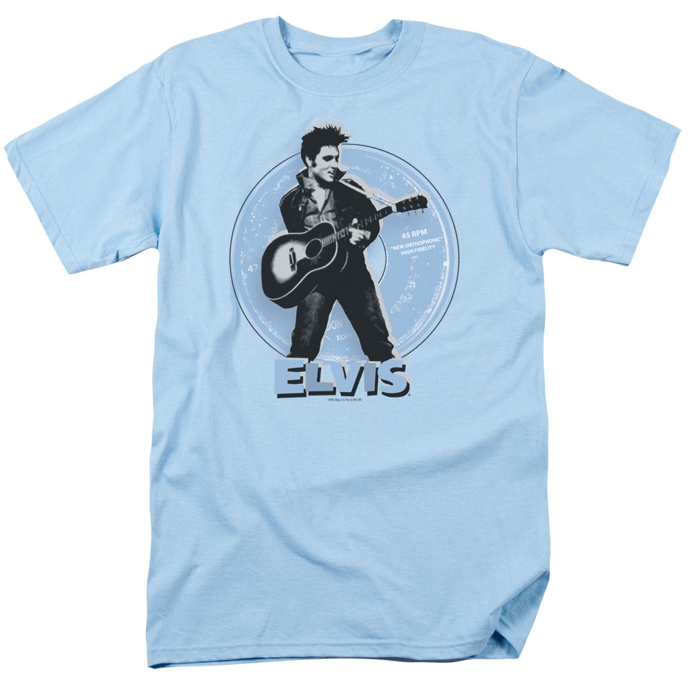 Elvis Presley - 45 Rpm - Short Sleeve Adult 18/1 - Light Blue T-shirt
