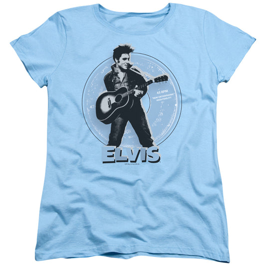 Elvis Presley - 45 Rpm - Short Sleeve Womens Tee - Light Blue T-shirt