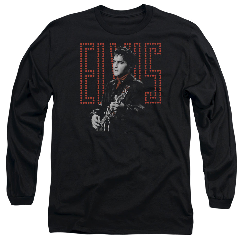 Elvis Presley - Red Guitarman - Long Sleeve Adult 18/1 - Black T-shirt